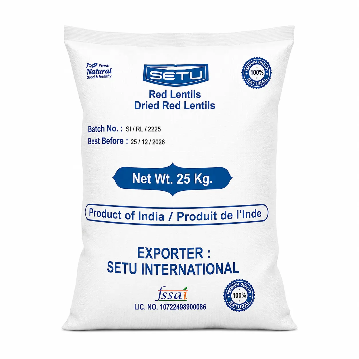 RED LENTILS – mosur dal - 25 KG