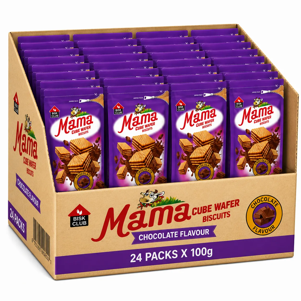 PRAN MAMA Cube Wafer Biscuit Chocolate Flavor - 100g - carton