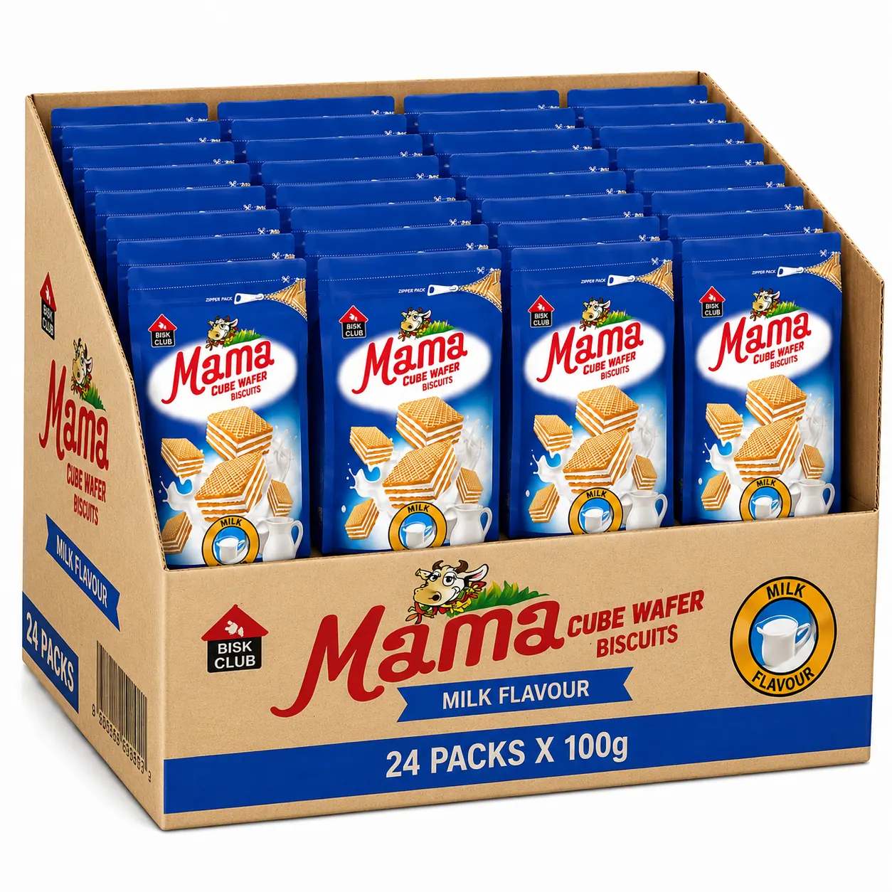 PRAN MAMA Cube Wafer Biscuit Milk Flavor - 100g - carton