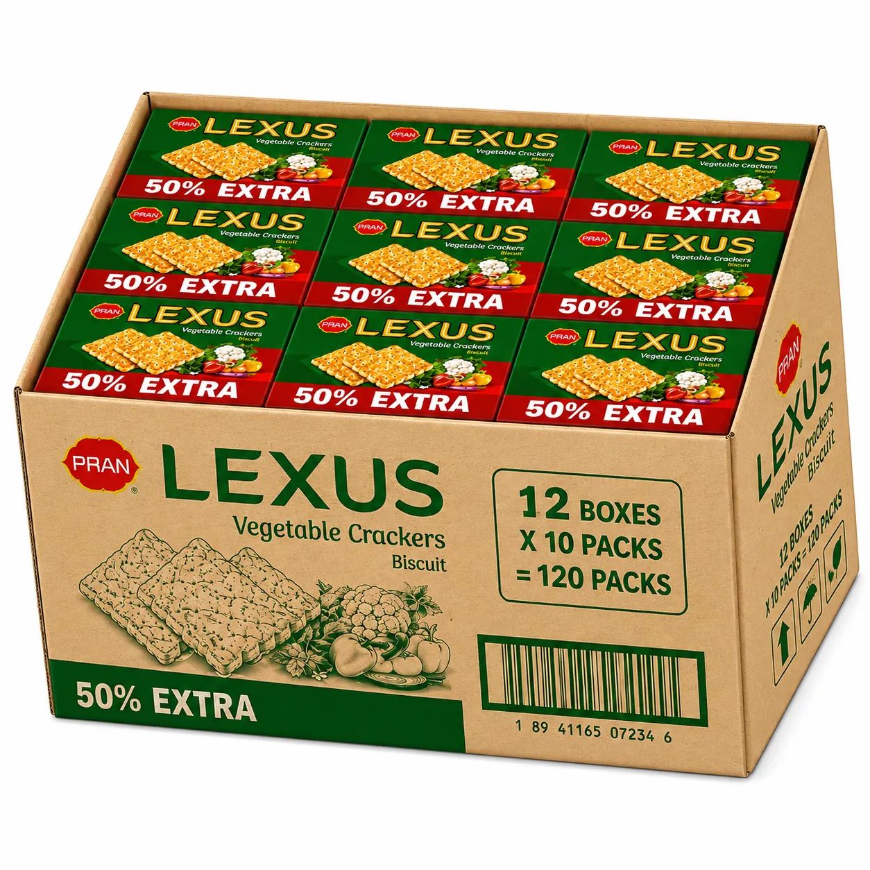 PRAN LEXUS Vegetable Crackers - CARTON