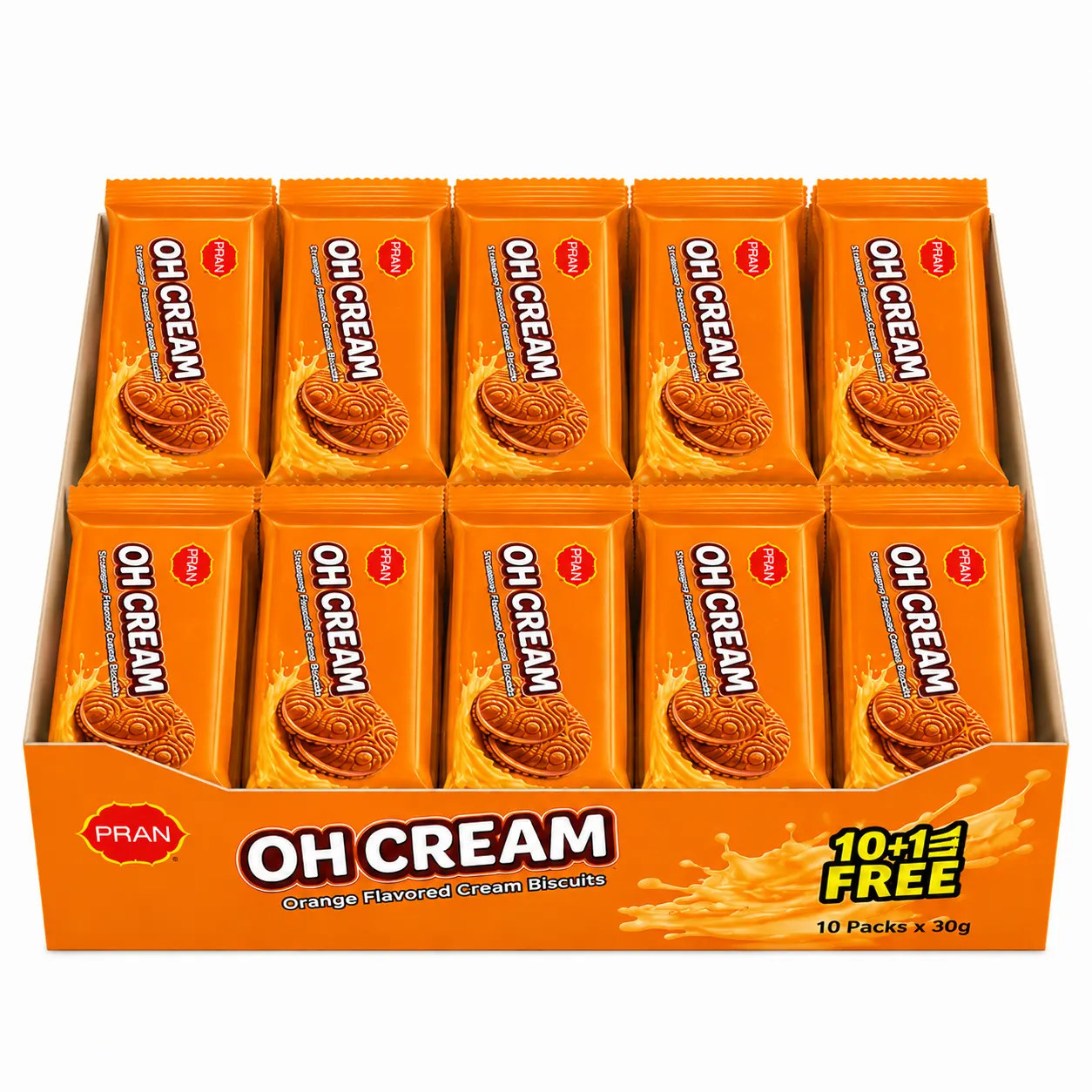 PRAN OH  CREAM Biscuits - Orange Flavor - BOX