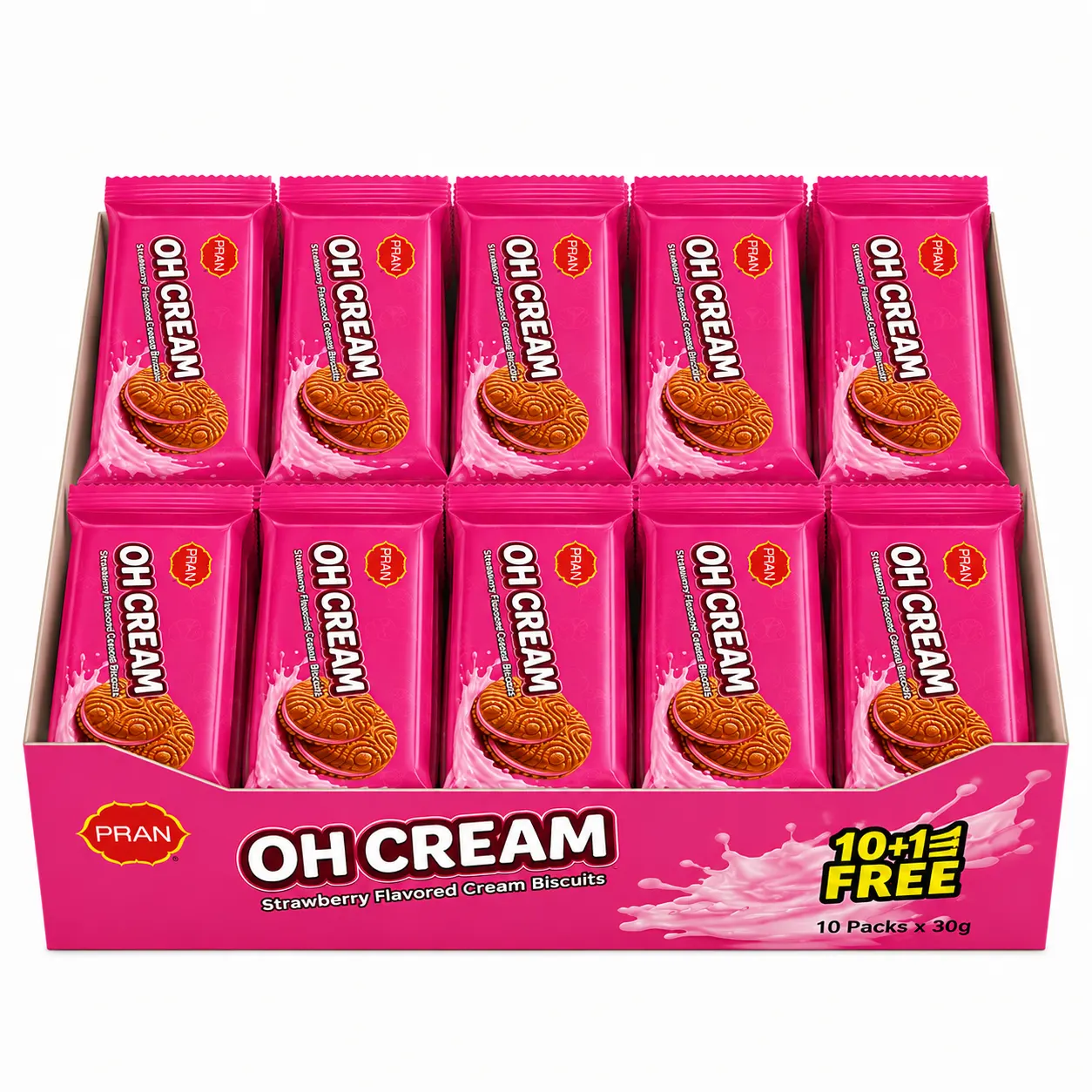PRAN OH  CREAM Biscuits - Strawberry Flavor - BOX