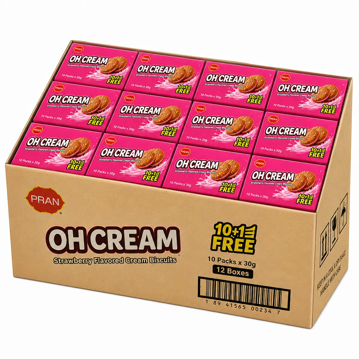 PRAN OH  CREAM Biscuits - Strawberry Flavor - CARTON