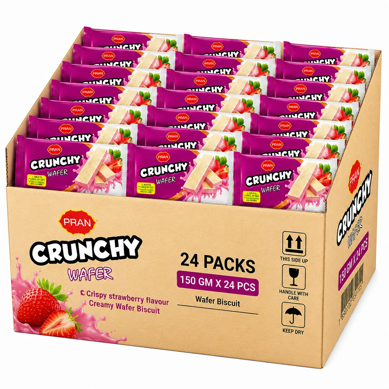 PRAN Crunchy Wafer - Strawberry FLAVOR - CARTON