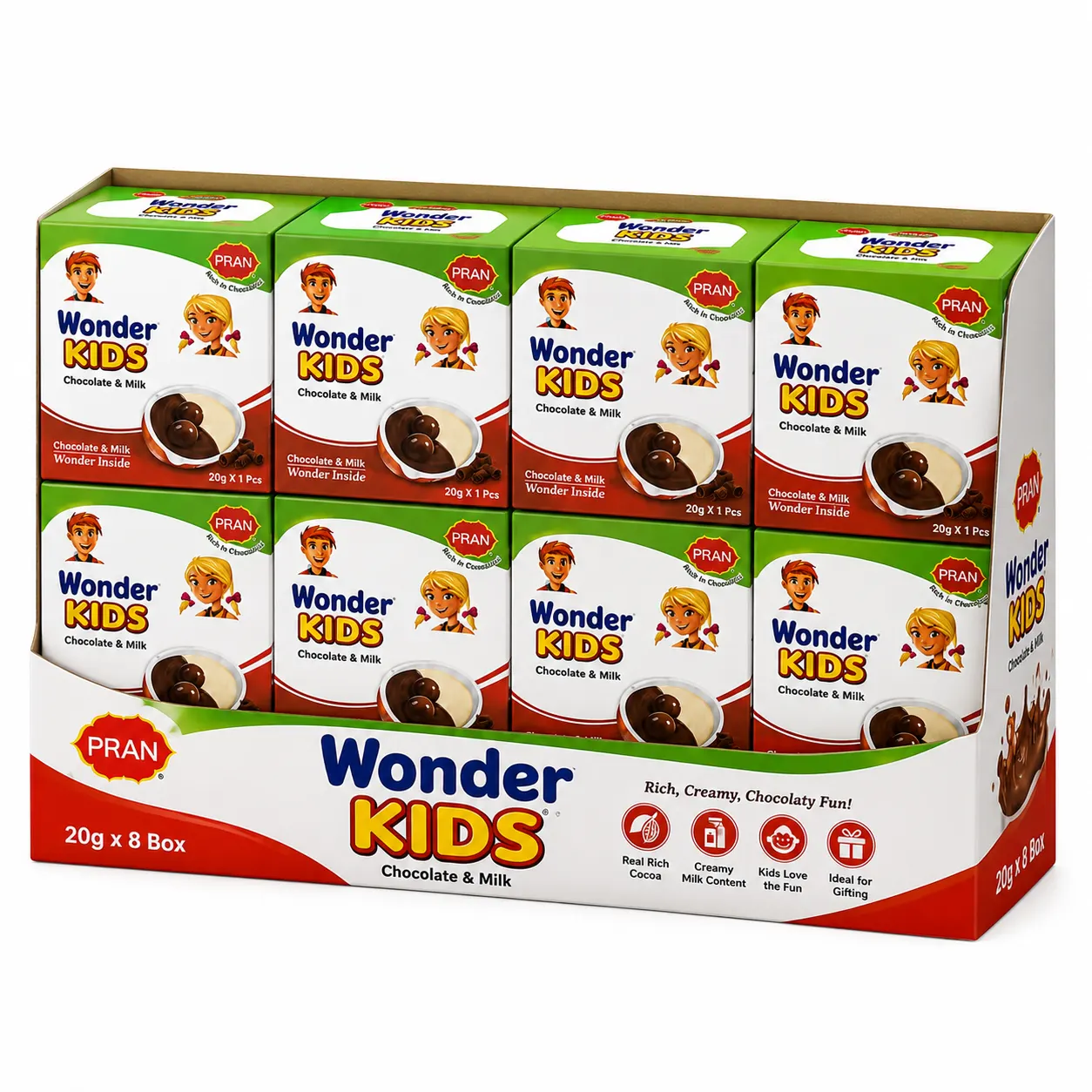PRAN Wonder Kids Chocolate and Milk - CARTON
