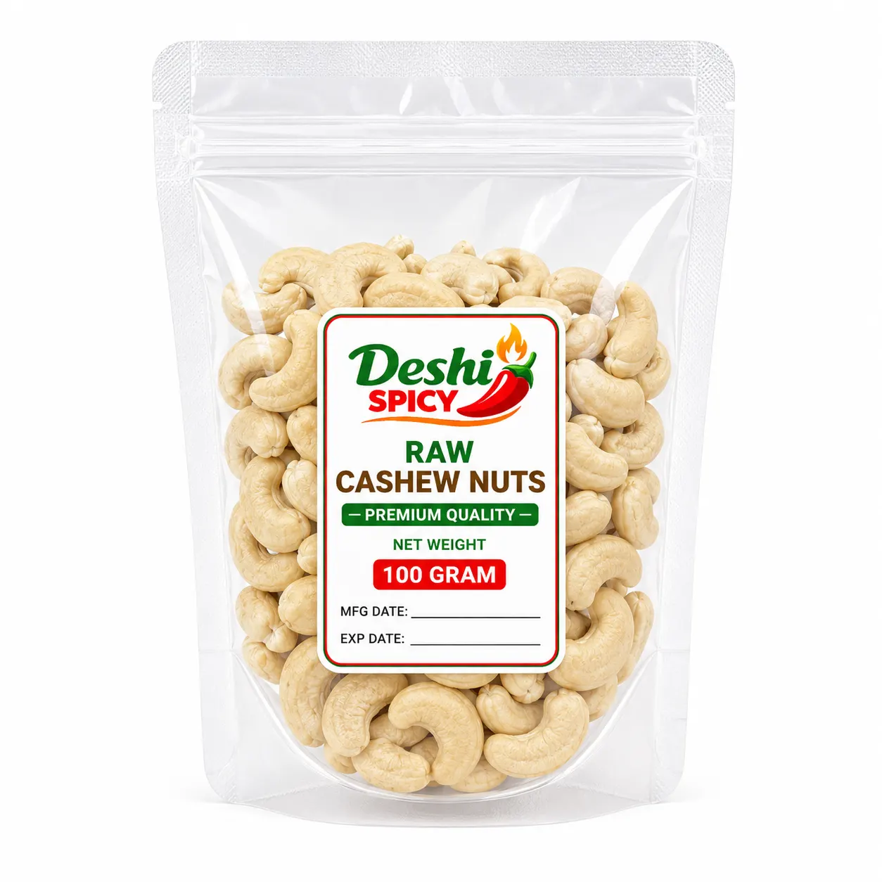 Raw Cashew Nuts - 100 Gram
