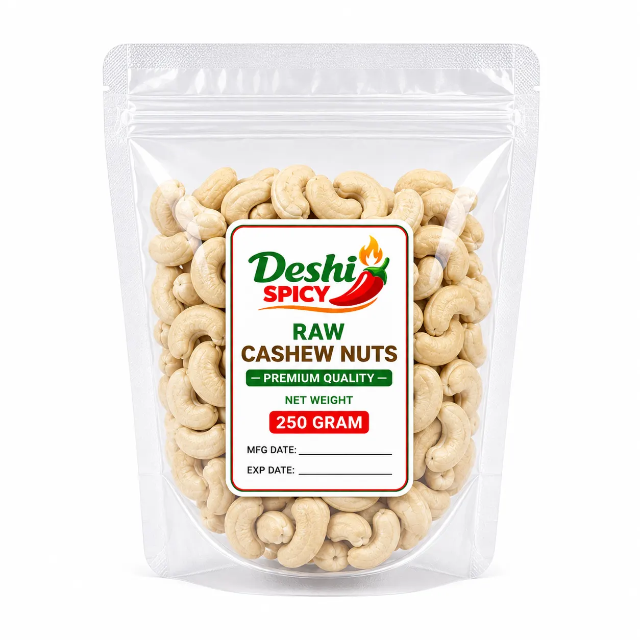 Raw Cashew Nuts - 250 Gram