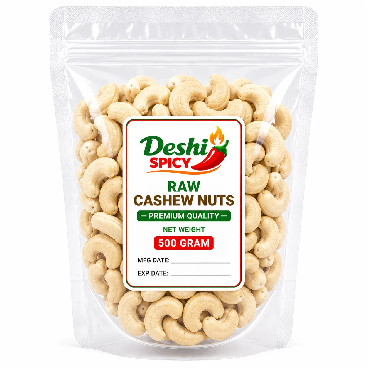 Raw Cashew Nuts - 500 Gram